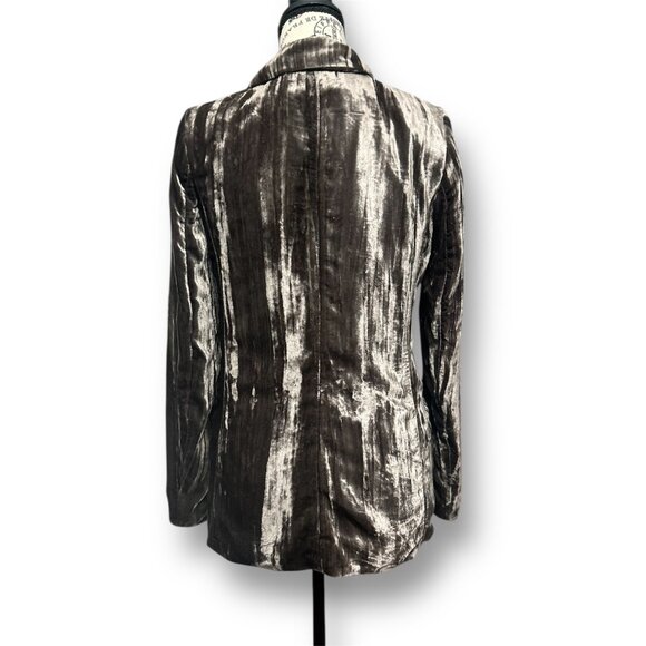 H&M Brown Velvet Single Breasted Blazer Jacket Old Money Dark Academia Womens 4 - Picture 5 of 9